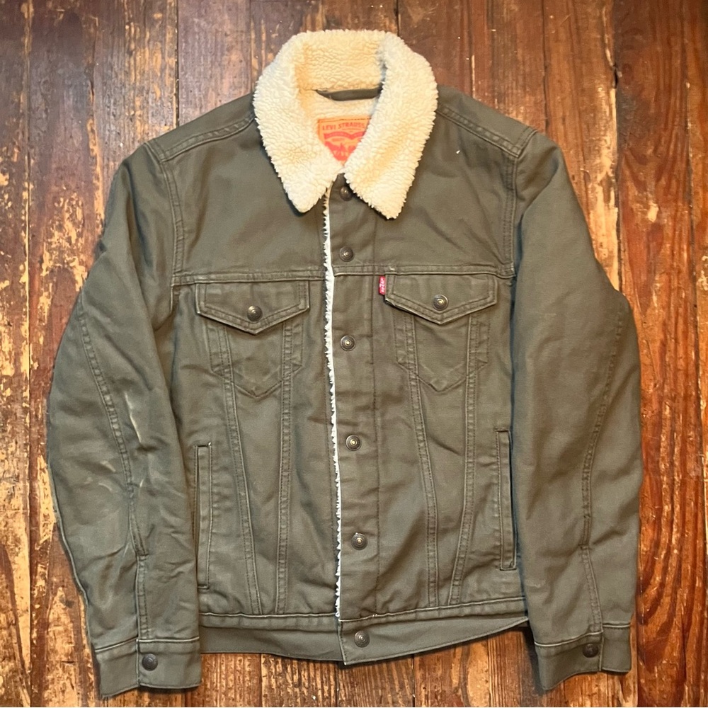 Levi's Olive Sherpa-Lined Denim Jacket